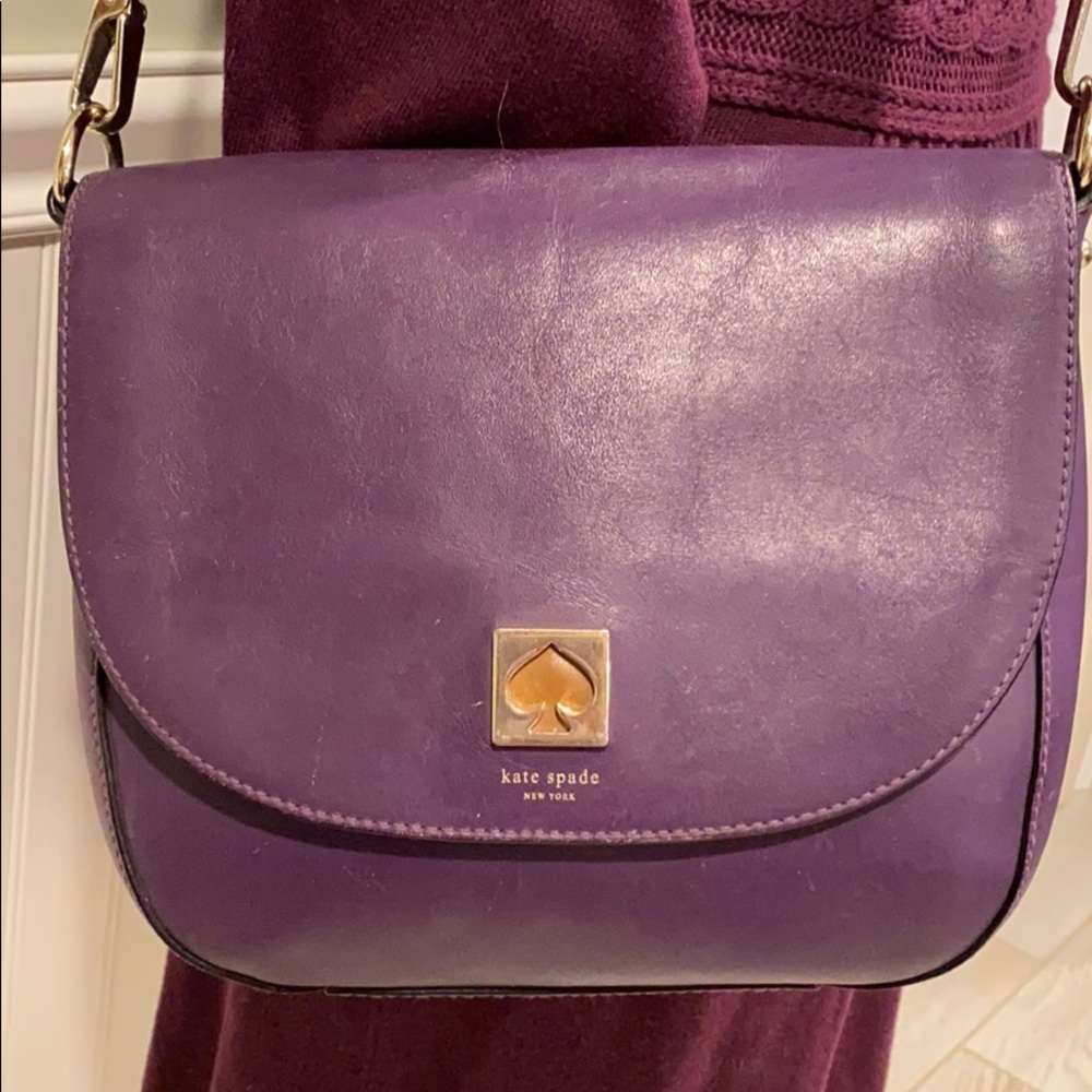 Kate Spade Purple Leather Saddlebag Shoulder Bag - Picture 3 of 14